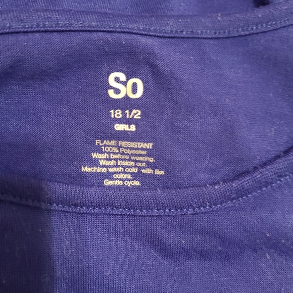 (1428) So Girls Short Sleeve Lama Motif T-Shirt, Size: 18 1/2 Color: Blue - Picture 14 of 15